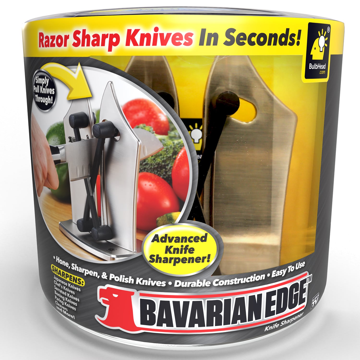 Official As Seen On TV Bavarian Edge Kitchen Knife Sharpener by BulbHead
