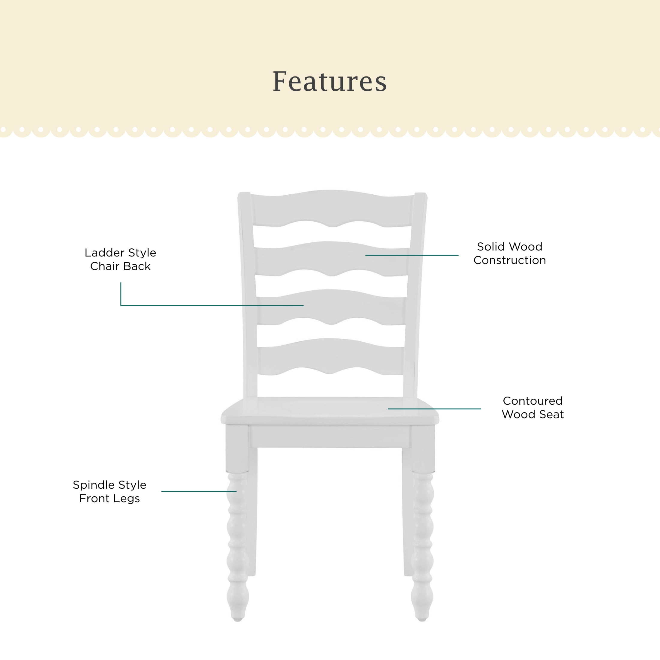The Pioneer Woman Harper Solid Wood Dining Chairs, White, Set of 2