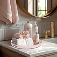 thumbnail image 2 of MAONAME 13" Pink Round Tray, Pink Serving Tray with Handles, Modern Decorative Tray for Coffee Table, Plastic Tray for Kitchen Counter Dining Room, Ottoman, Bathroom, 2 of 8