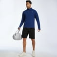 thumbnail image 4 of Taigaofy Men's Running Shirt Long Sleeve Quarter Zip Pullover Moisture Wicking UPF 50+ UV Protection Quick Dry Athletic Workout Shirts Navy S, 4 of 10
