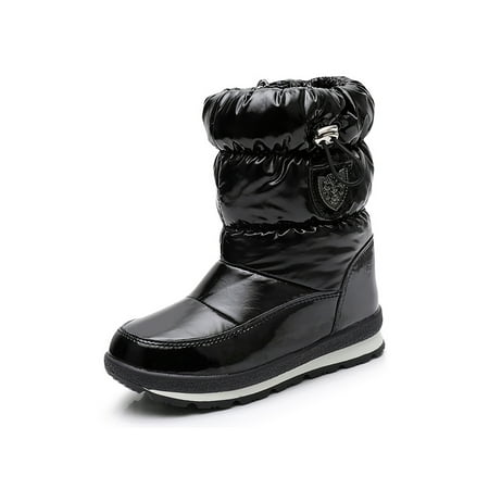 

Avamo Unisex Waterproof Warm Ankle Boot Round Toe Booties Walking Non-Slip Drawstring Boots Black 12c