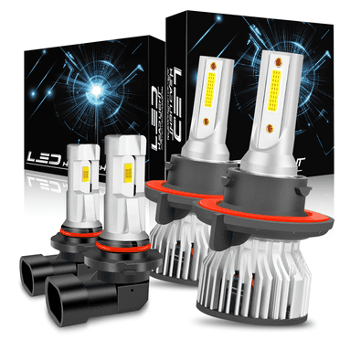 For 2011-2012 Ram 1500 with 2 Headlamp Submodel LED Headlight Bulbs High Low Beam Front Fog Light Set 4pcs