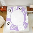 thumbnail image 5 of jejeloiu Cartoon Halloween Ghost Twin Sheet Sets,Trick Or Treat Twin Fitted Sheet,White Purple Flat Sheet For Teens,Microfiber Bedroom Decor,3pcs, 5 of 7