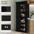 thumbnail image 6 of Topcobe 72-Inch Kitchen Pantry Cabinet, Sliding Door Storage, Freestanding Wooden Shelves, Black Grain Finish, Space-Saving Storage Solution, 6 of 11