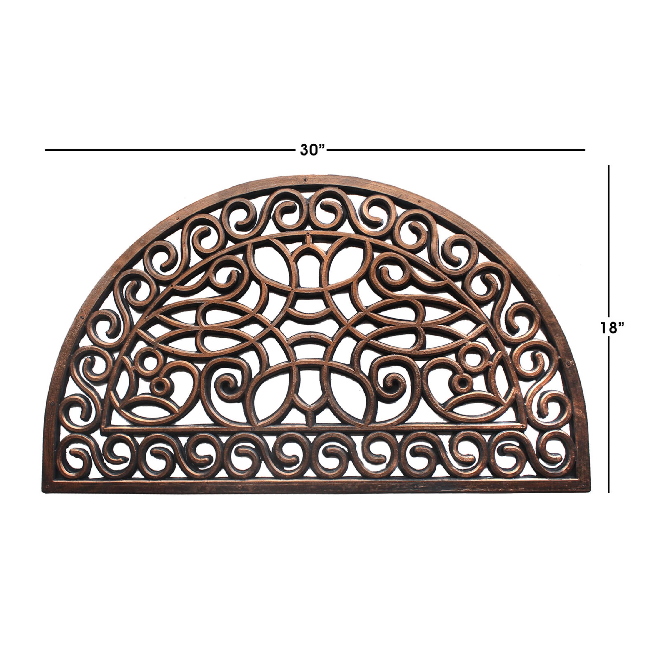RugSmith Bronze Moulded Trellis Half-round Rubber Doormat, 18"x30"