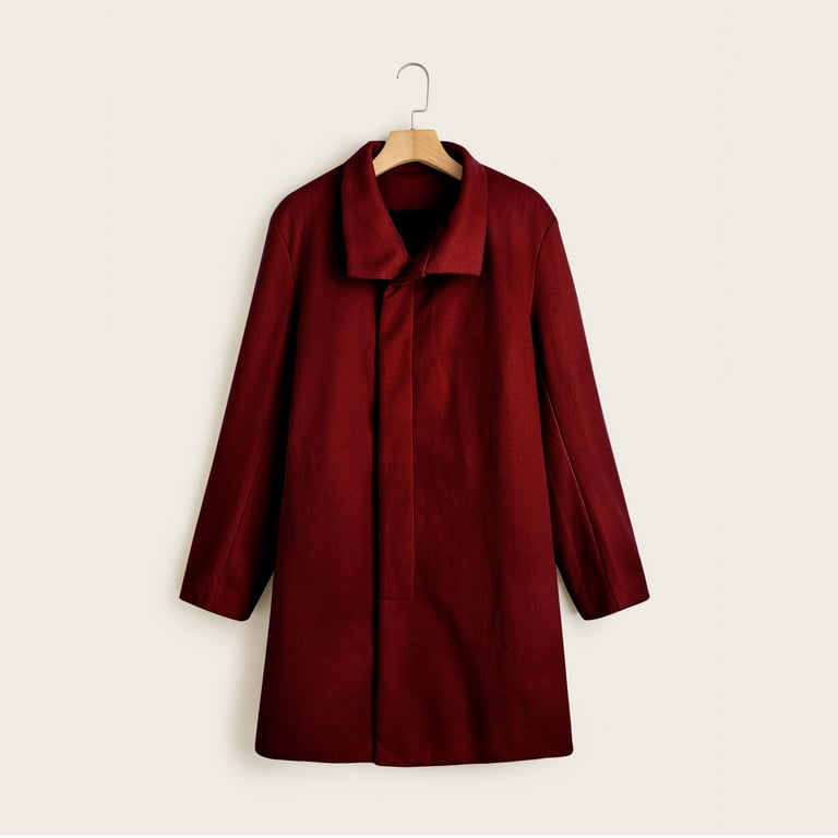 Atogsazn Mens Wool Long Coat Causal Loose Button Long Sleeve