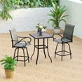 thumbnail image 2 of MAISON ARTS 3/5-Piece Patio Bar Stool Set Wood-look Table & Grey Textilene Sling Fabric Swivel Bar Stools 3-Piece, 2 of 5