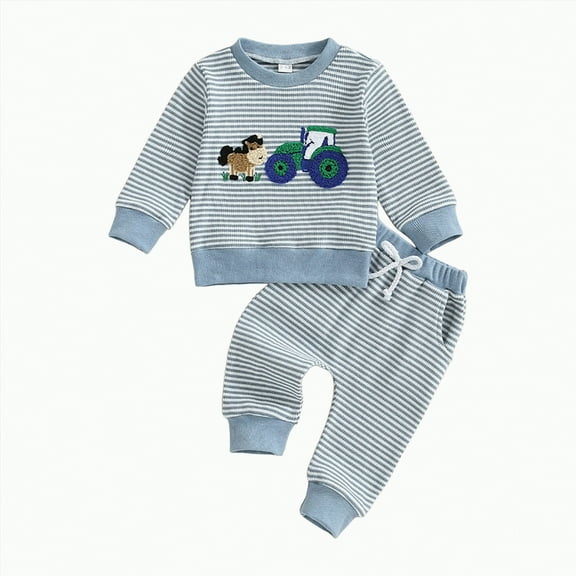 Baby Toddler Kids Boy Clothing Set Boys Spring Fall Round Neck Long Sleeve Drawstring Pants 1T 2T 3T 4T 5T 6T Everyday Outfit 2-Pieces