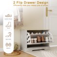 thumbnail image 5 of Storage Benches Shoe Storage Bench with 1 Flip Drawer and Adjustable Shelf, Small Shoe Cabinet for Entryway, Hallway, Bedroom-Antique White,Living Room Storage Benches, 5 of 11