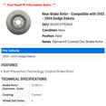 thumbnail image 2 of Rear Brake Rotor - Compatible with 2003 - 2004 Dodge Dakota, 2 of 2