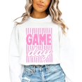 thumbnail image 3 of Game Day Sweatshirt for Women Striped Distressed Football Crewneck, Pink on White Sweatshirt, S, 3 of 8