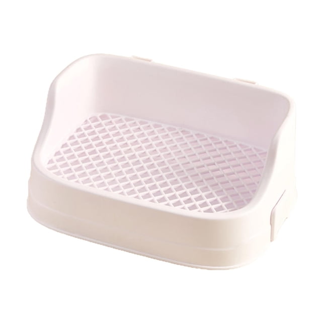 Ruiboury Pets Toilet Potty Trainer Tray with Box Snap Pink Rabbits Fastener Litter Pet Pan White 36x24x15.5CM