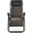 thumbnail image 2 of Patiojoy Brown Folding Recliner Patio Rattan Zero Gravity Lounge Chair With Headrest, 2 of 9