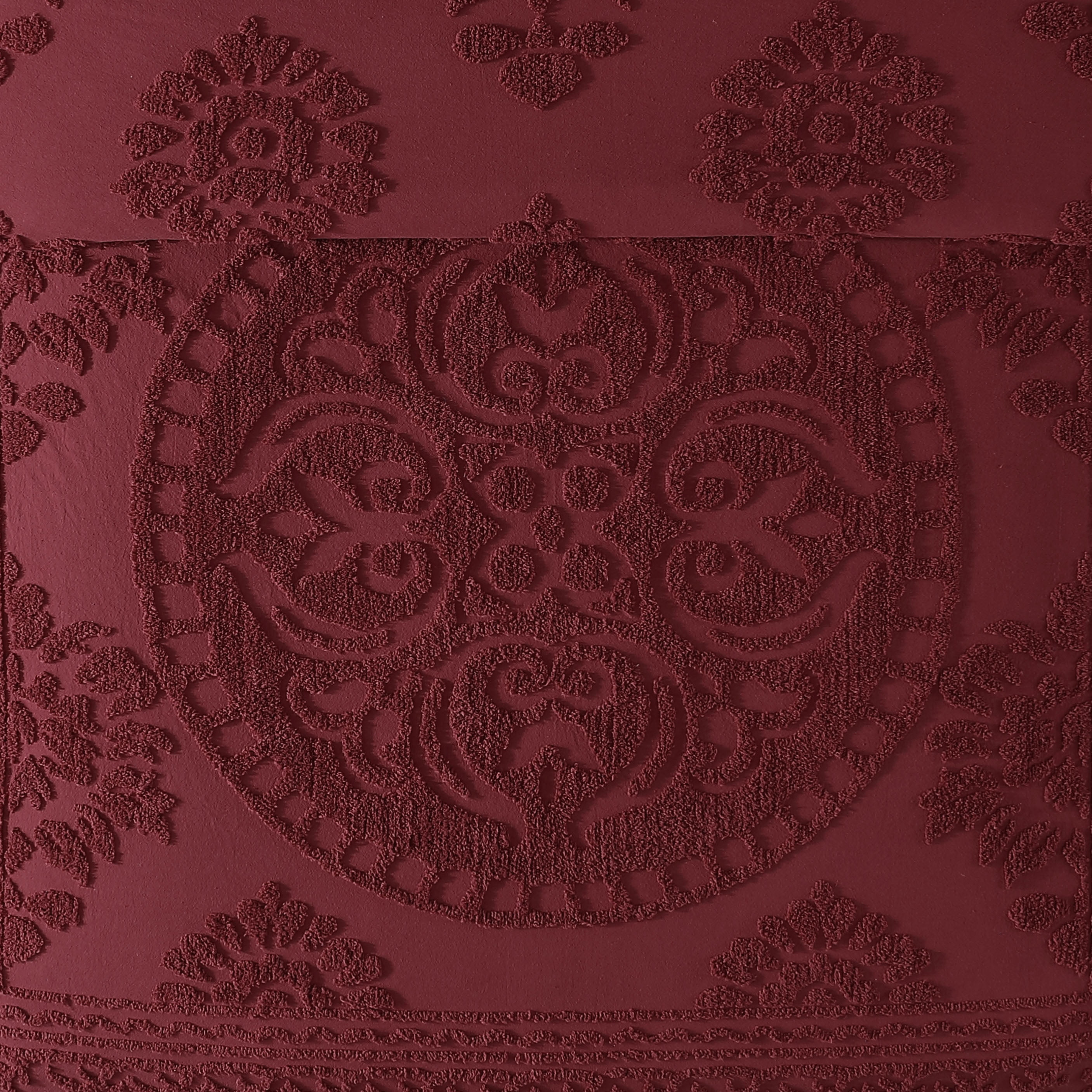 Beatrice Home Fashions Medallion Chenille Standard Sham Burgundy