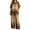Brown, variant on Plus-Size Two Piece Set for Women Gradient Five-Sleeve Top Wide Leg Pants with Pockets Summer Vacation Outfit Green,2XL