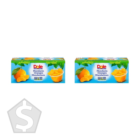 Dole Coupes de Fruits Mandarine Orange, 20 X 107 ml (Lot de 2), 40 Coupes de Fruits au Total, 4,28 L