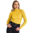 thumbnail image 3 of Suéteres Acanalados para Mujer, Lindos Suéteres de Punto de Cuello Alto, Ajustados y Cálidos Amarillo un Tamaño, 3 of 7