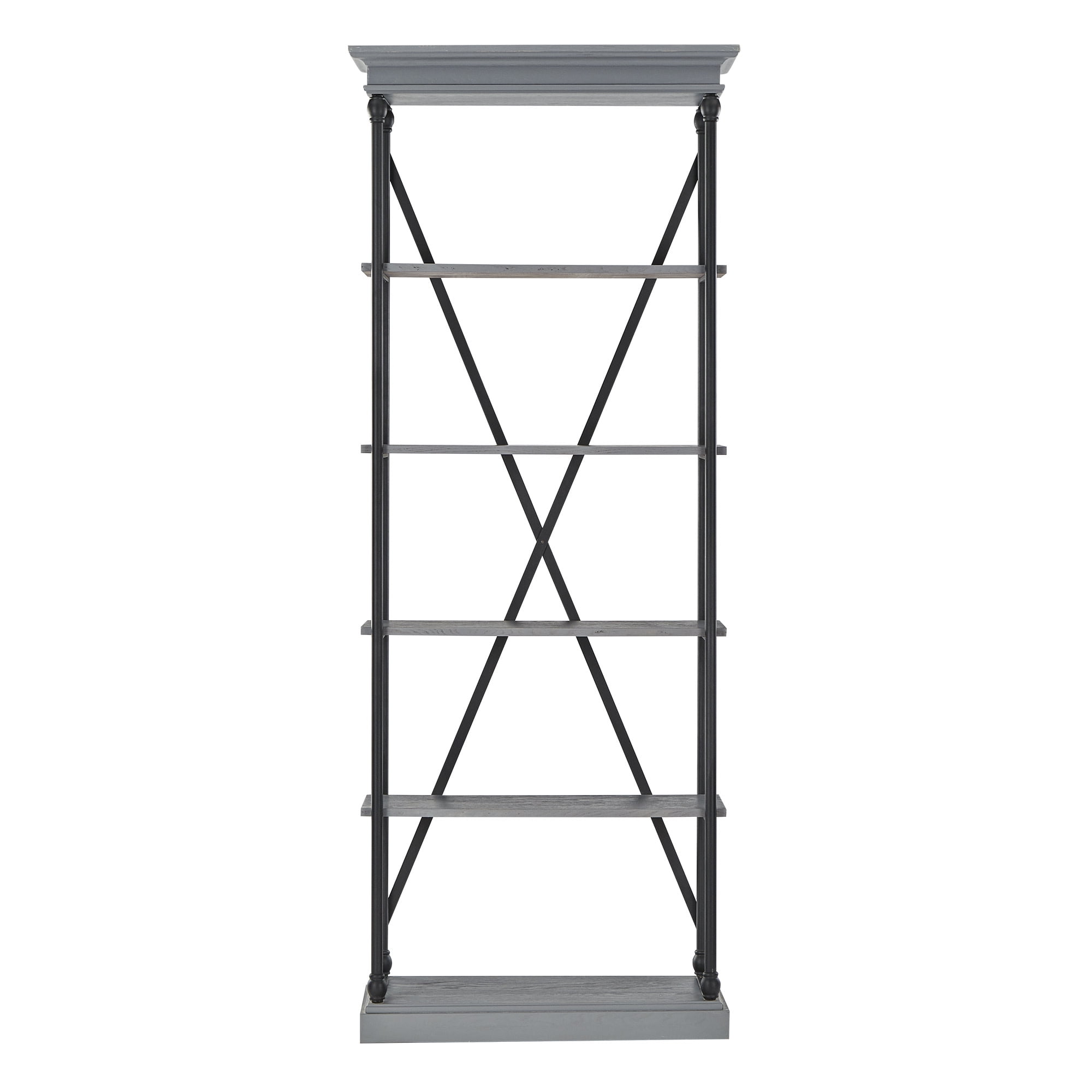 Weston Home Cabana Wood and Iron 5 Shelf Bookcase, Grey/Black