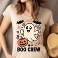 thumbnail image 4 of Boo Crew Shirt | Cute Ghost Graphic Tee with Pumpkin | Unisex Casual T-Shirt, Light Pink, Size 2XL, 4 of 6
