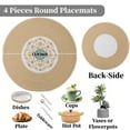 thumbnail image 3 of Placemats Set of 4, Yamaziot 12" Round Placemats Heat Resistant Braid Place Mat, Fabric Woven Washable Dining Table Mats, Mandala Floral Khaki, 3 of 7