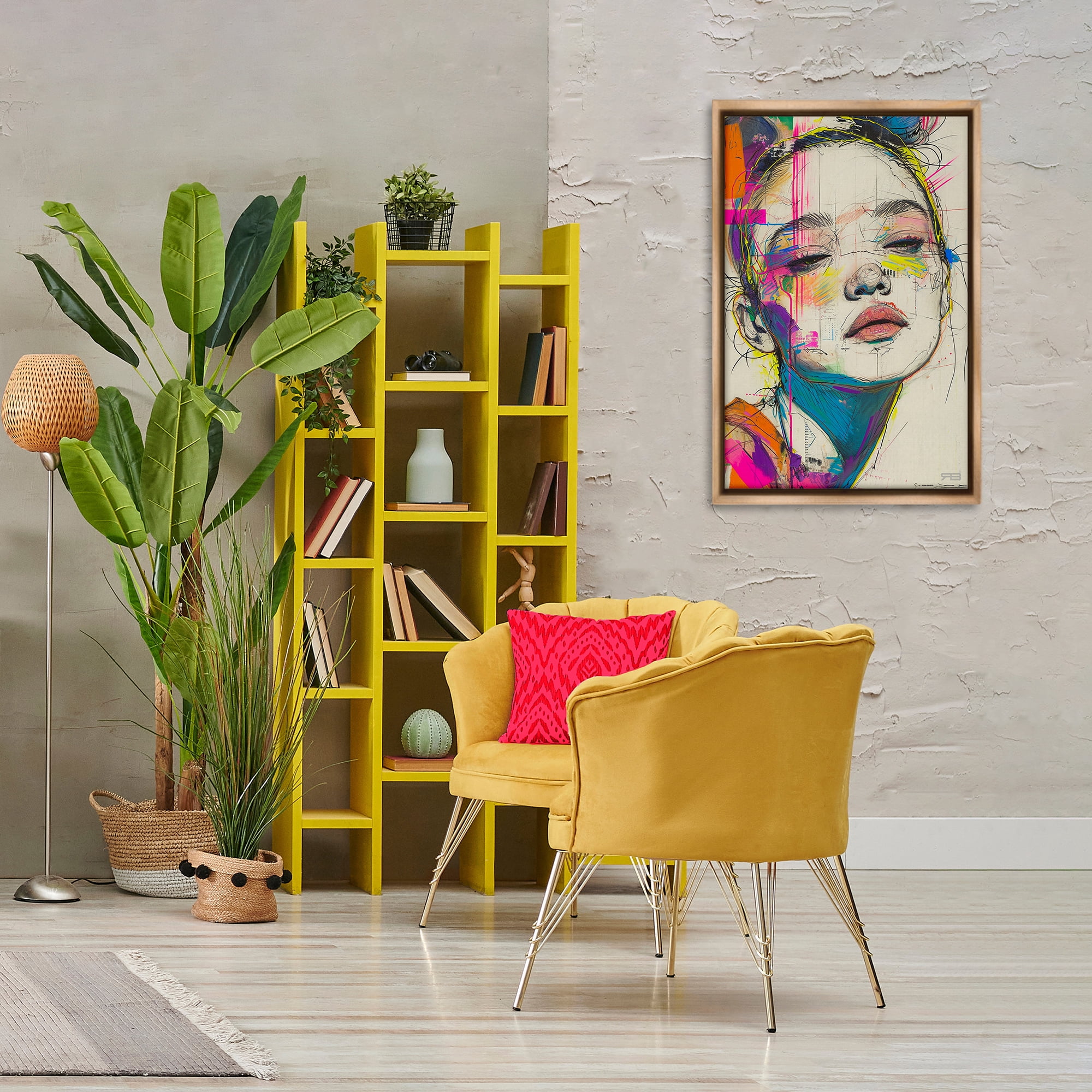 Stupell Industries Bright Sketch Visage Novelty Painting Brown Floater Framed Art Print Wall Art, 21 x 31