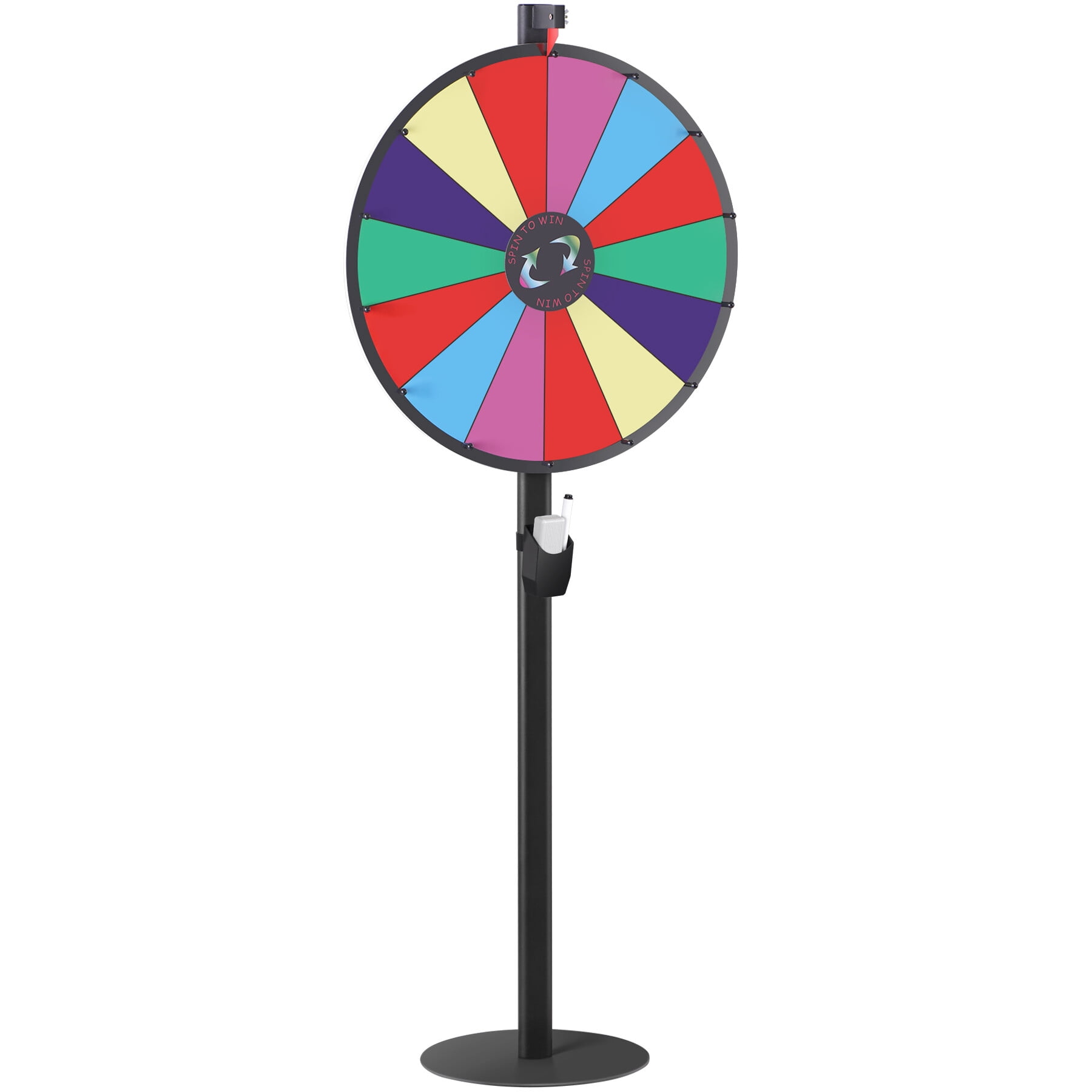 ZENSTYLE 24" Spin Wheel Freestanding Height Adjustable 14 Slots Colorful Prize Wheel Spinner Game