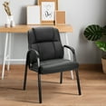 thumbnail image 3 of JOINSUN Faux Leather Waiting Room Chair, Office Guest Chair with Padded Arms, for Reception, Conference, Meeting, or Home Use, Classic Black(1 PCS), 3 of 5