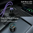 thumbnail image 4 of PD30W+QC18W Car Charger with 2 Pack 6FT USB C Cables, Cigarette Lighter USB Car Charger Fast Charging, Type C Cable Cord USB C to C Cable, Car Phone Charger Adapter for iPhone, SamSung, Black+Purple, 4 of 7