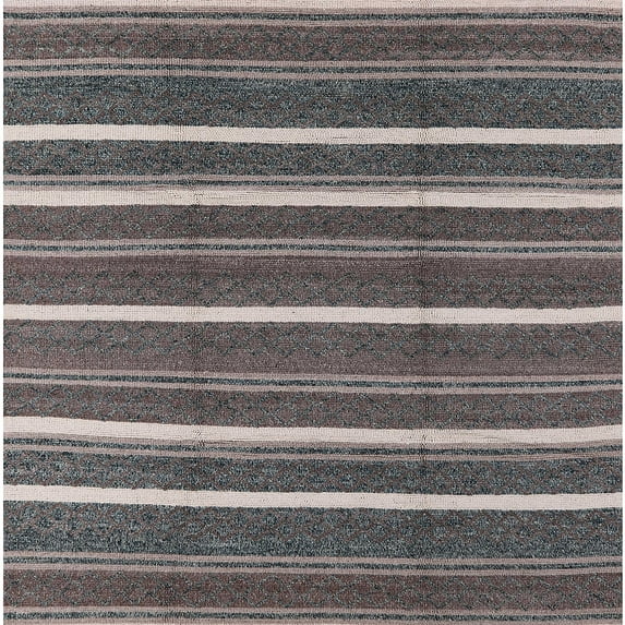 Ahgly Company Machine Washable Indoor Square Industrial Modern Black Area Rugs, 6' Square