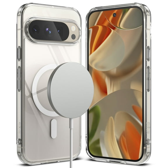 Ringke Pixel 9 Pro XL [Fusion Magnetic] Anti-Fingerprint Shockproof Bumper Phone Case Compatible with Magnetic Charger - Clear