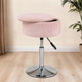 thumbnail image 2 of Tabouret de Coiffeuse Réglable, Ottomane de Rangement Ronde Pivotante à 360° pour Salle de Maquillage, Chaise de Coiffeuse Dorée pour Salon, Cadeaux pour Femmes, Rose, 2 of 8