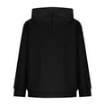thumbnail image 6 of Yteetum Hoodies for Women Solid Color Loose Jacquard Long Sleeve Sweatshirts Hooded Ladies Casual Fashion Lightweight Comfortable Long Sleeve Pullover Sweatshirt with Pockets Fall, 6 of 7