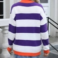thumbnail image 5 of UYISJ Fall Winter Striped Sweaters for Women Long Sleeve Crew Neck Ribbed Knit Regular Fit Casual Pullover Jumper Top Purple S, 5 of 8