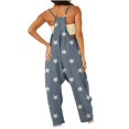 thumbnail image 4 of Jumpsuits for Women Casual Printing Star Pattern Sleeveless Round Neck Pants for Women Fashion Loose Fit Daily Vest Sling Lightweight Party Vacation Beach Jumpsuit with Pocket（Navy,L）, 4 of 5