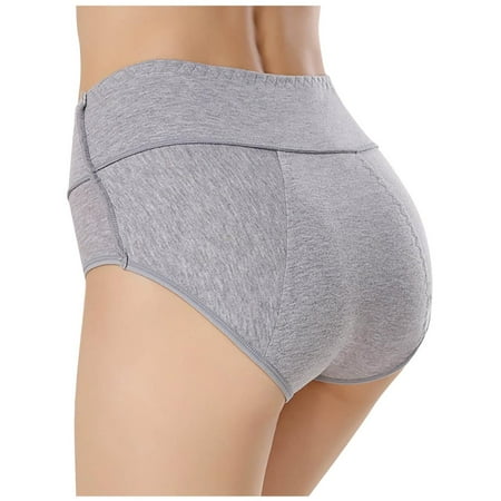 Lovzfmll Underwear Women Pack  Women s Briefs Cotton High Waist Solid Color Comfortable Breathable Physiological Underwear Panties Ladies Panty Gray 2XL