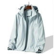 thumbnail image 3 of ZCFZJW Mens Rain Jacket Waterproof with Detachable Hood Trendy Fall Winter Big and Tall Long Sleeve Hiking Coat Lightweight Windbreaker with Pockets Light Blue XXXL, 3 of 5