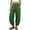 Green women cotton linen pants a1, variant on Cagogo Women Cotton Linen Wide Leg Harem Pants for Summer Casual Elastic Waist with Pockets Solid Loose Ankle Crop Palazzo Trousers Beach Vacation Lounge, Navy L