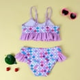 thumbnail image 5 of IROINNID Toddler Baby Two-piece Swimsuit Swimwear Sleeveless Ruffled Cute Printed Summer Bathing Suit, 5 of 8