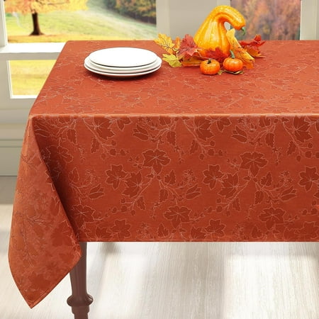 

Rectangle Fall Jacquard Tablecloth Maple Leaf Damask Tablecloth for Harvest and Thanksgiving Decorations (60 x 84 Rust) Rust 60 x 84