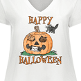 thumbnail image 4 of Inktastic Happy Halloween Kittens in a Pumpkin Women's Plus Size V-Neck T-Shirt, 4 of 5