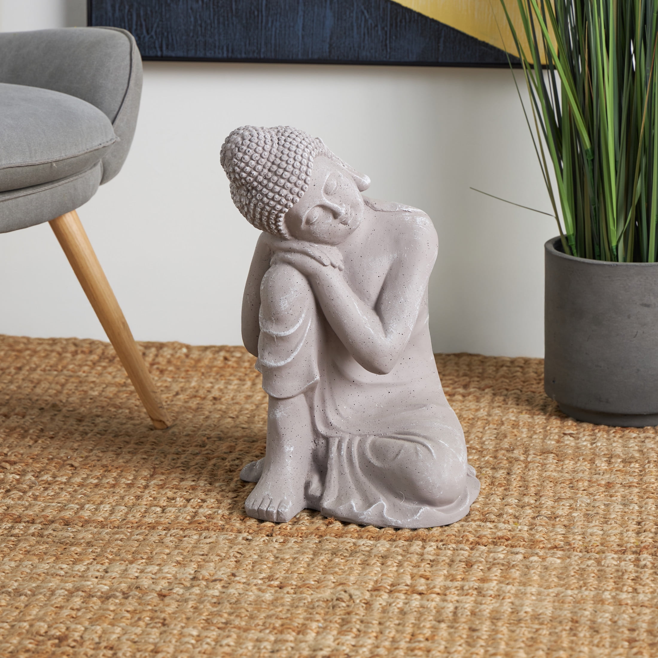 DecMode 20" Indoor Outdoor Meditating Buddha Garden Sculpture