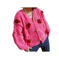 thumbnail image 3 of Seyurigaoka Womens Cable-knit Loose Sweater Single-breasted 3D Strawberry Embroidery Pattern Cardigan Long Sleeve V-neck Tops Fall Winter Outwear, 3 of 9