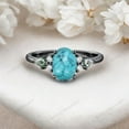 thumbnail image 3 of STERLING MINIMALIST 1.5ct Oval Turquoise Engagement Ring, Natural Moss Agate Bridal Ring, Diamond Promise Ring For Her, Christmas Gifts, December Birthstone, 3 of 5