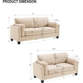thumbnail image 2 of Double Arm Living Room 2-Piece Furniture Sets, Comfy Deep Seat Loveseat & 3 Seater Sofa Couch, Pet-Friendly Sofas Couch Small Spaces Sofa Bed Couches for Living Room Bedroom (Khaki, Loveseat+Sofa), 2 of 7