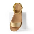 thumbnail image 2 of DREAM PAIRS Women’s Ankle Strap Flat One Band Buckle Flat Sandals Gold/Pu Size 6, 2 of 6