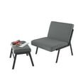 thumbnail image 3 of Modern Fabric Accent Chair with Ottoman, Grey Linen Accent Chair Modern with Metal Legs, Armless Living Room Chair, Single Sofa Chair for Bedroom Reading, 3 of 8