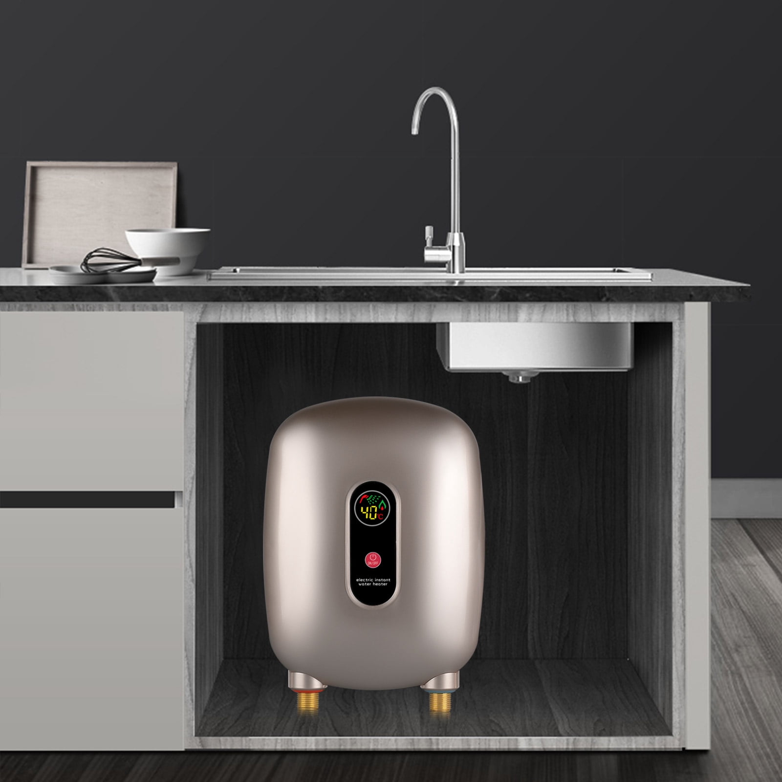 Electric Instant Hot Water Heater, Electric Tank Water Heater Warmer Tank Bathroom Shower, Waterproof Quick Heating Shower for Bathroom Kitchen