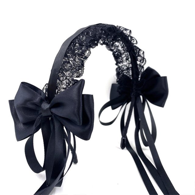 Diadema de encaje con cinta, adornos exquisitos para el cabello para mujer, vestido de escenario de Cosplay