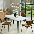 thumbnail image 1 of Homy Casas 5 Pieces Faux Suede Chair Dining Set - Faux Walnut Table, 1 of 10