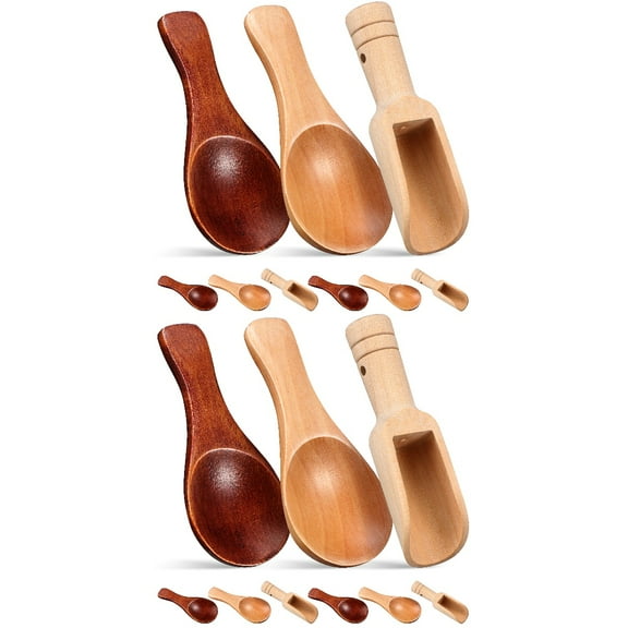18 pcs Small Wooden Scoop Serving Wooden Utensils Wooden Scoops for Bath Salts